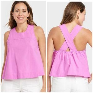 A New Day 100% Cotton Cross Back Trapeze Tank Top (Lilac) - Small